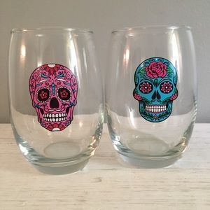 New Sugar Skull Stemless Wine Glasses💀🍷